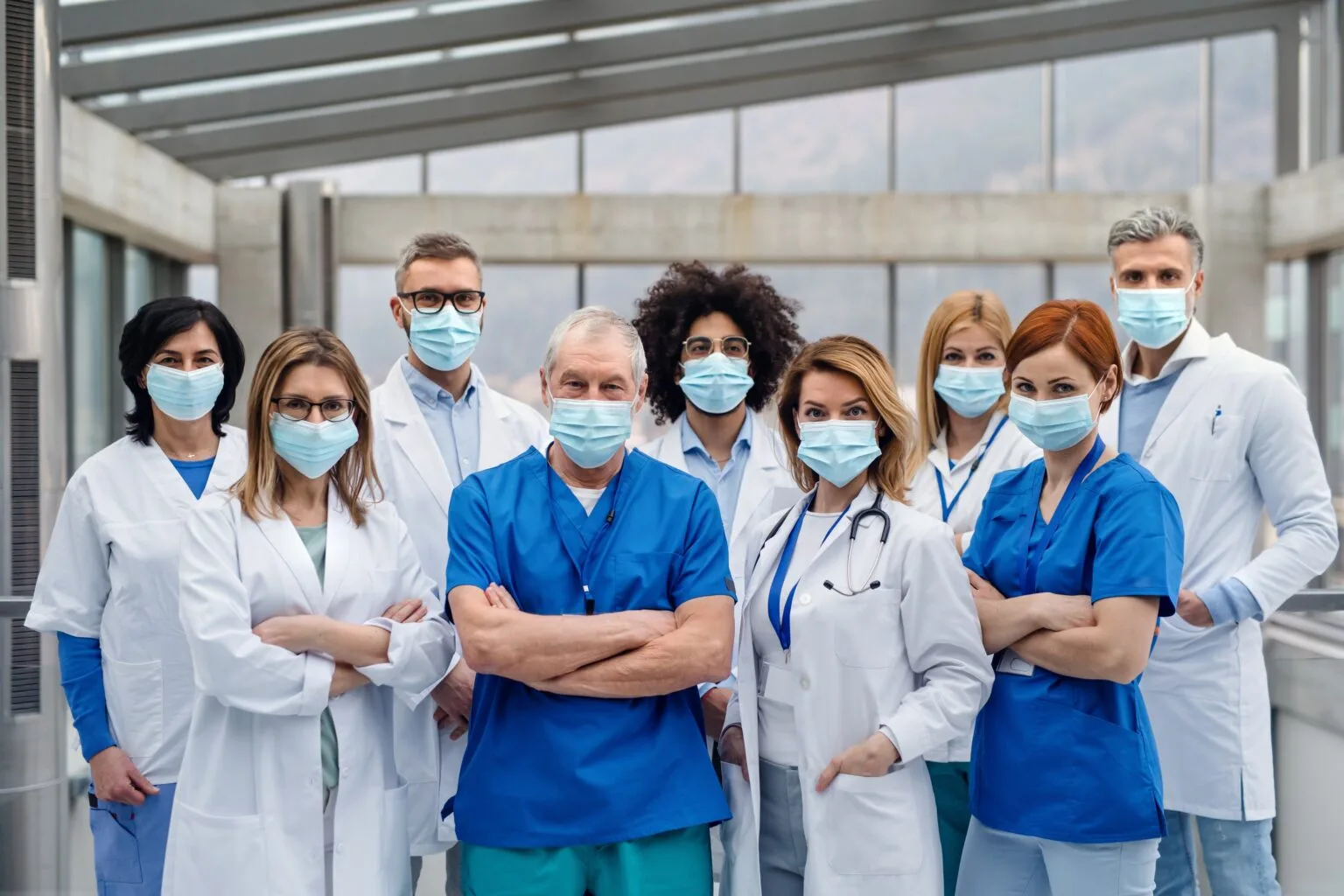 stock photo of medical providers wearing masks